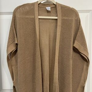 Open Front Sweater Cardigan, Tan, S/M